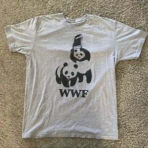 Panda wrestling WWF large grey pun